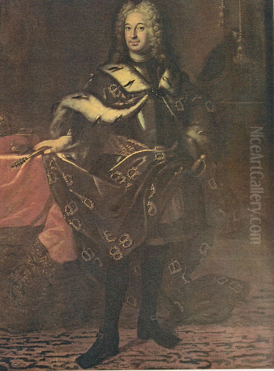Fredrik I, 1676-1751, konung av Sverige lantgreve av Hessen-Kassel Oil Painting by Georg Desmarees