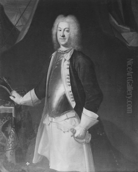 Arvid Knutsson Posse, 1689-1754 Oil Painting by Johan Henrik Scheffel