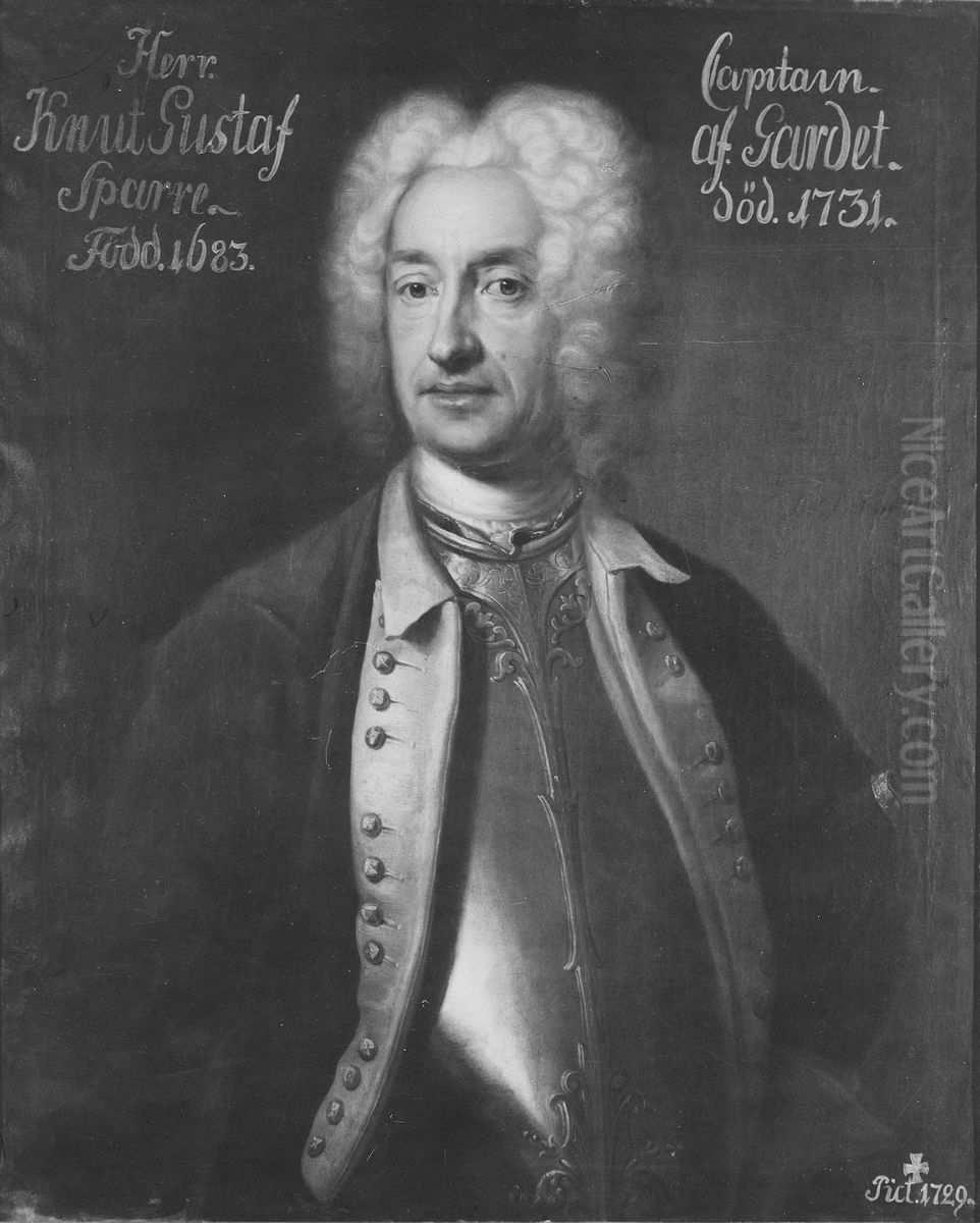 Knut Gustaf Sparre (1684-1733), friherre, kapten, g.m. Sofia Margareta Kruger Oil Painting by Johan Henrik Scheffel