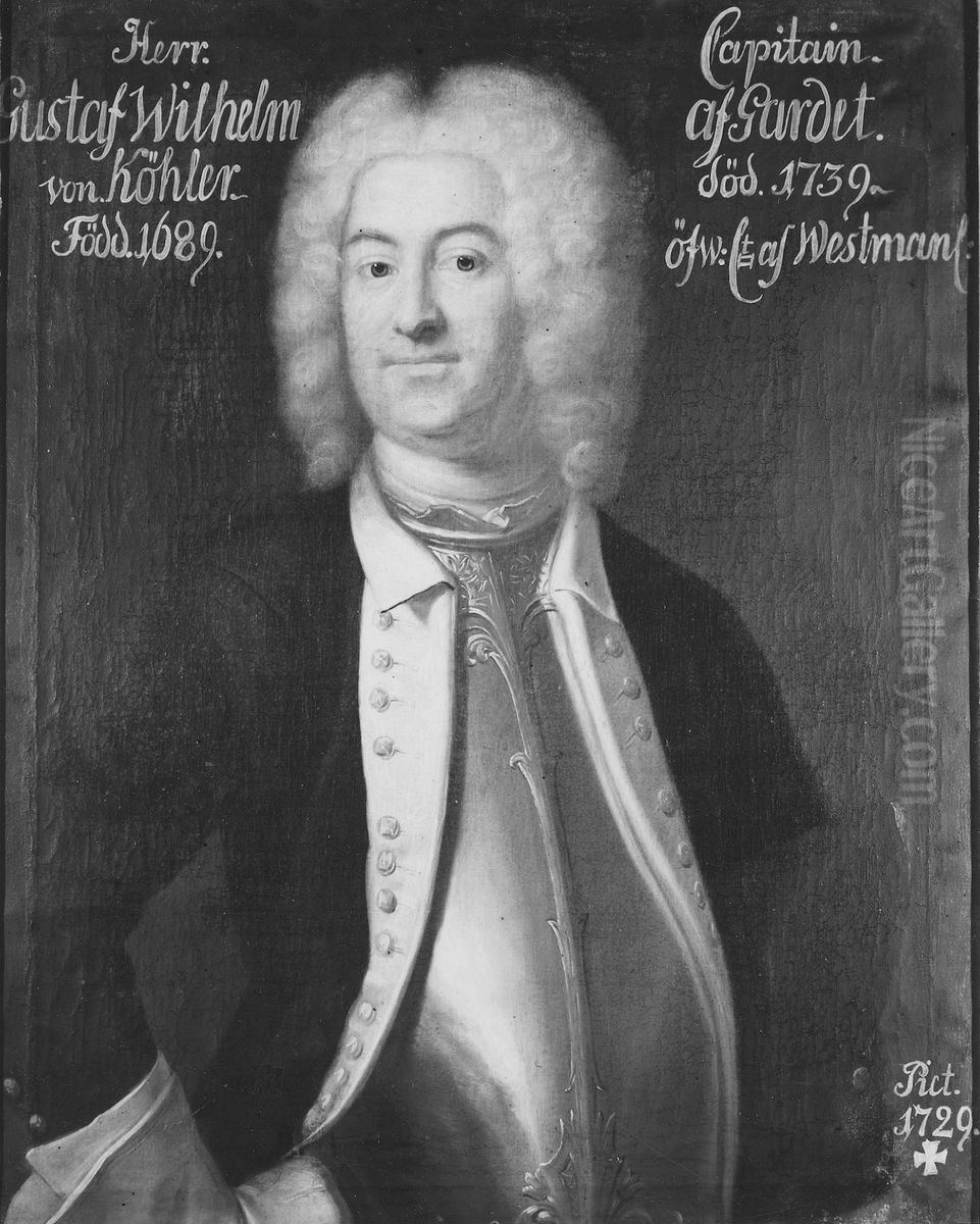Gustaf Wilhelm von Kohler, 1690-1739, friherre Oil Painting by Johan Henrik Scheffel