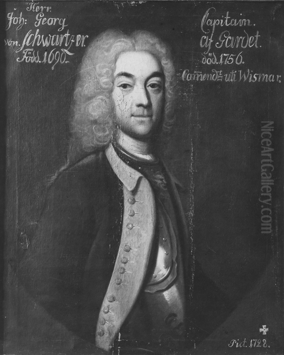 Johan Georg von Schwartzer, 1688-1741 Oil Painting by Georg Engelhard Schroder