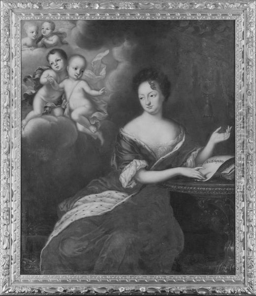 Ulrika Eleonora the Elder (1656-1693), Princess of Denmark, Queen of Sweden, and her four deceased sons Oil Painting by David Klocker Ehrenstrahl
