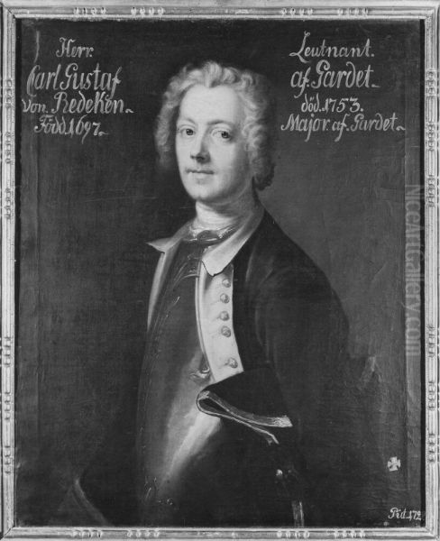 Karl Gustav von Redeken, 1697-1753 Oil Painting by Johan Henrik Scheffel