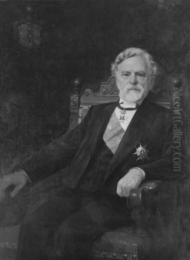 Pehr von Ehrenheim, 1823-1918, politiker, universitetskansler, ledamot av Svenska Akademien, gift med friherrinnan Beata Elisabeth Augusta Leijonhufvud Oil Painting by Axel Jungstedt