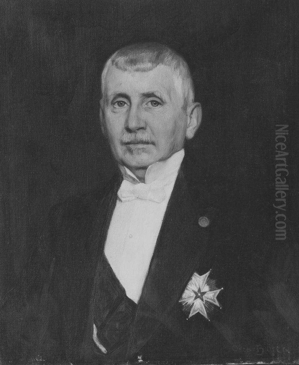 Carl Moller, 1857-1933, arkitekt, ambetsman, overintendent, gift med sangerskan Dagmar Henriette Bosse Oil Painting by Oscar Bjorck