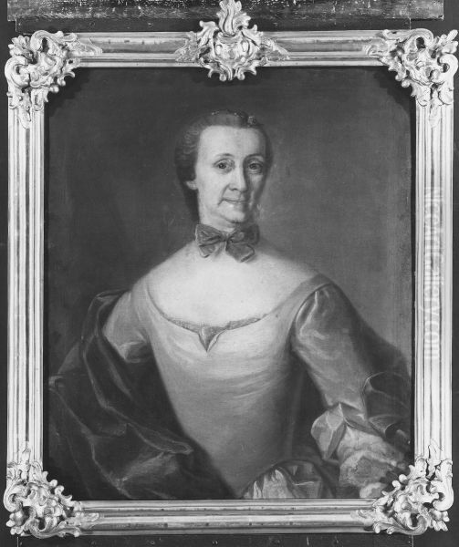 Anna Elisabeth Lander, 1693-1769, gift med postdirektor Christian Pettersson Oil Painting by Johan Henrik Scheffel
