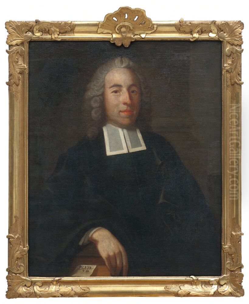 Abraham Pettersson, 1724-1763, teol.dr, hovpredikant, gift med Ulrika Elisabet von Hauswolff Oil Painting by Lorens Pasch the Elder