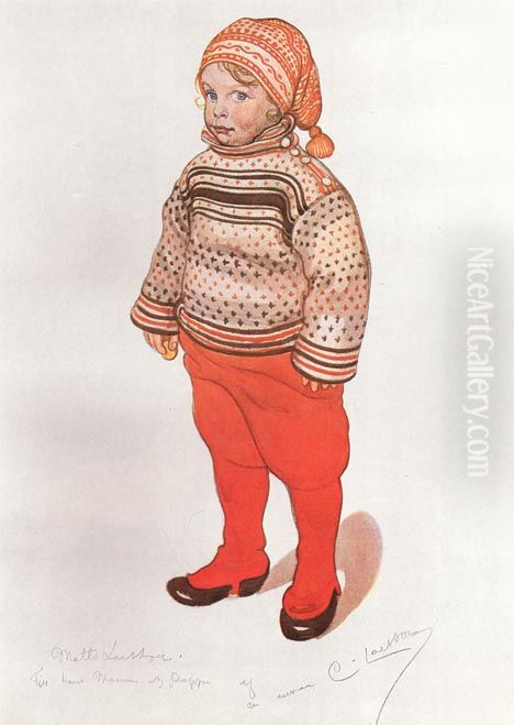 Lille Matts Larsson Oil Painting by Carl Larsson