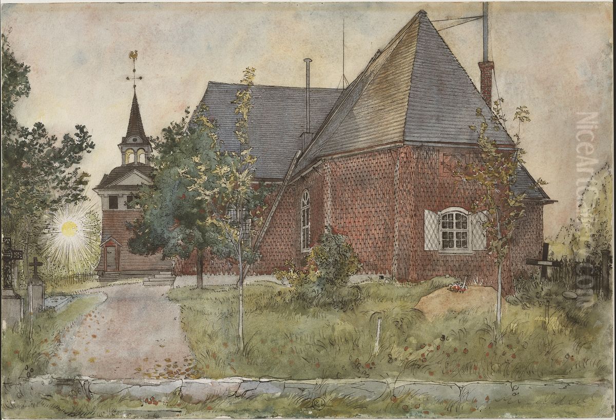 Sundborns gamla kyrka. Ur Ett Hem (26 akvareller) Oil Painting by Carl Larsson