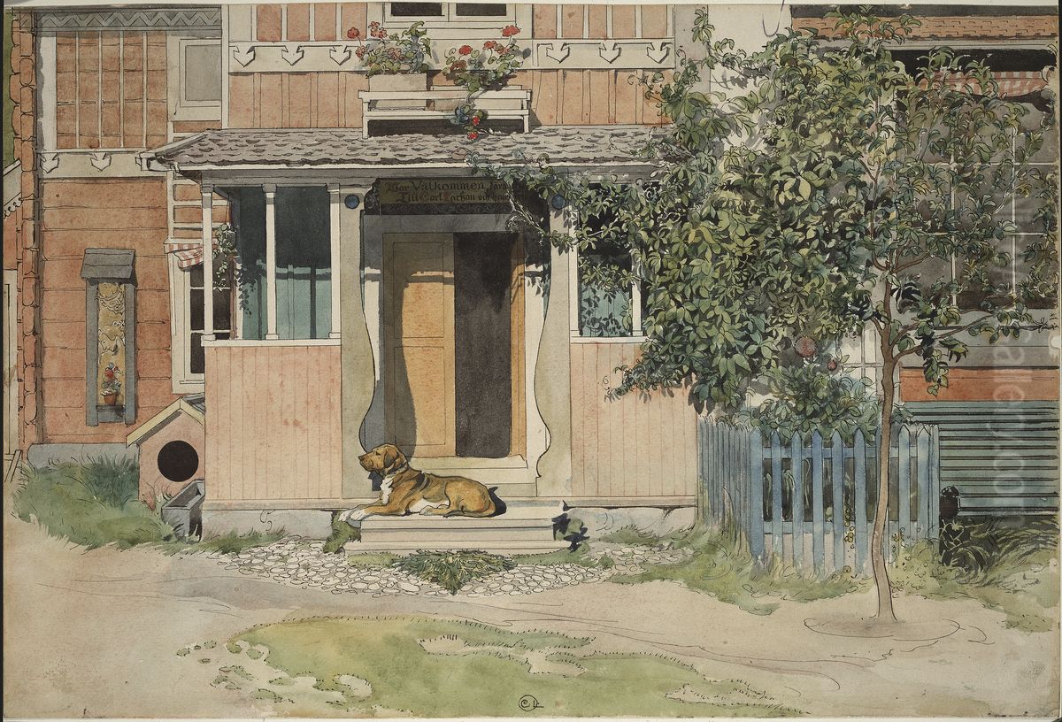 The Veranda. From A Home (26 watercolours) Oil Painting by Carl Larsson