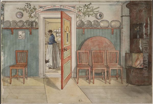 Old Anna. From A Home (26 watercolours) Oil Painting by Carl Larsson