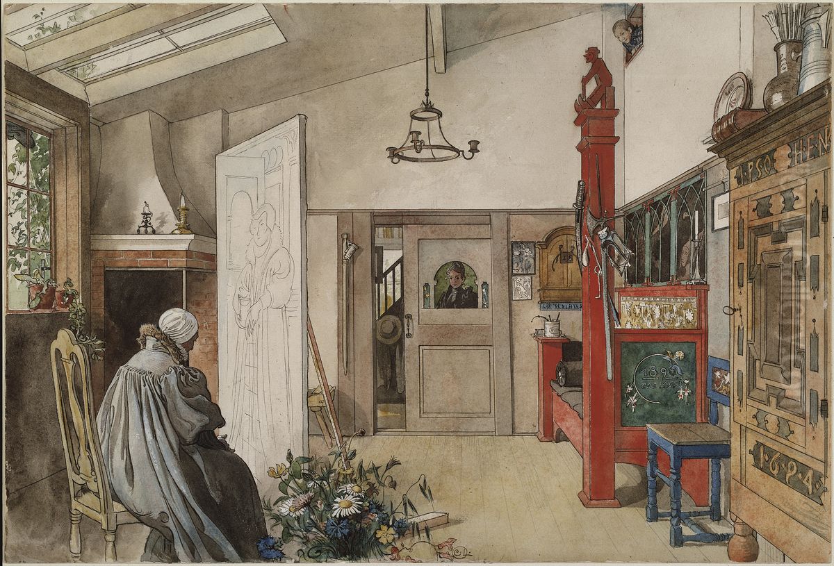 The Studio. From A Home (26 watercolours) Oil Painting by Carl Larsson