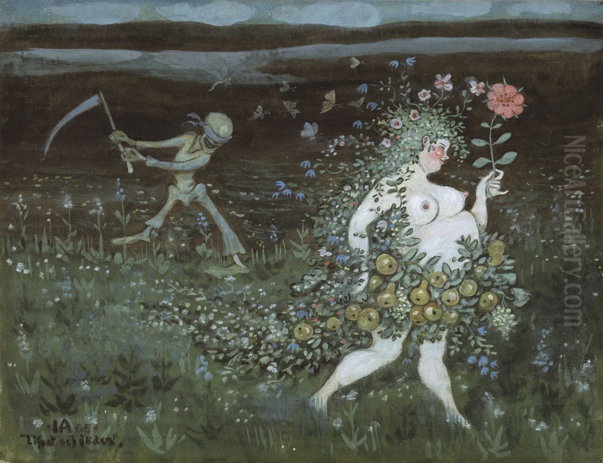 Life and Death Oil Painting by Ivar Arosenius