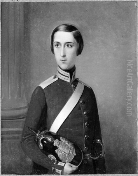 August (1831-1873), arvfurste, prins av Sverige och Norge, hertig av Dalarna, gift med Teresia av Sachsen-Altenburg Oil Painting by Nils Blommer