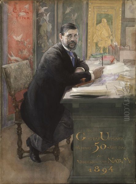 Gustaf Upmark 1844-1900, gift med Eva Kindstrand Oil Painting by Carl Larsson