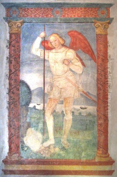 San michele arcangelo Oil Painting by Floriano Ferramola