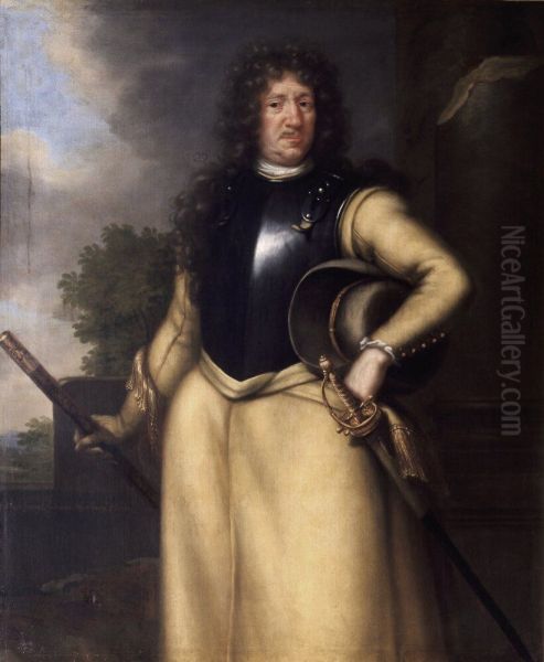 Staende man kladd i brostharnesk Oil Painting by David Klocker Ehrenstrahl