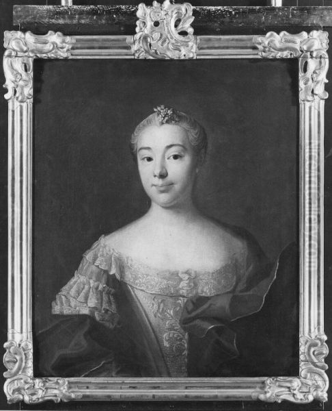 Christina Charlotta Schmeer, 1733-1784, gift med kommersrad Daniel Pettersson Oil Painting by Olof Arenius