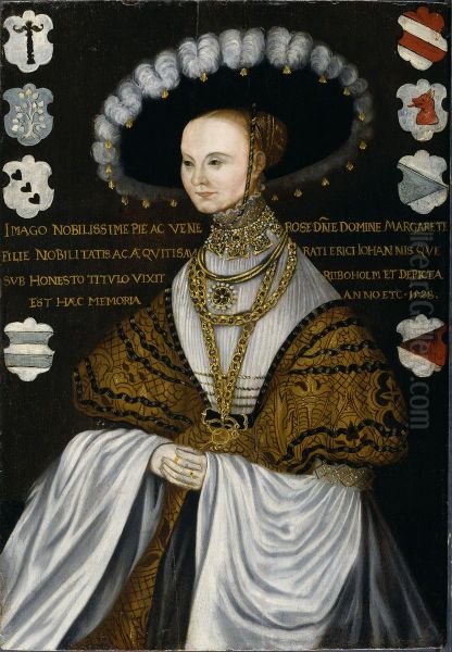 Unknown woman calld Margareta Eriksdotter Vasa Oil Painting by Master Hillebrandt