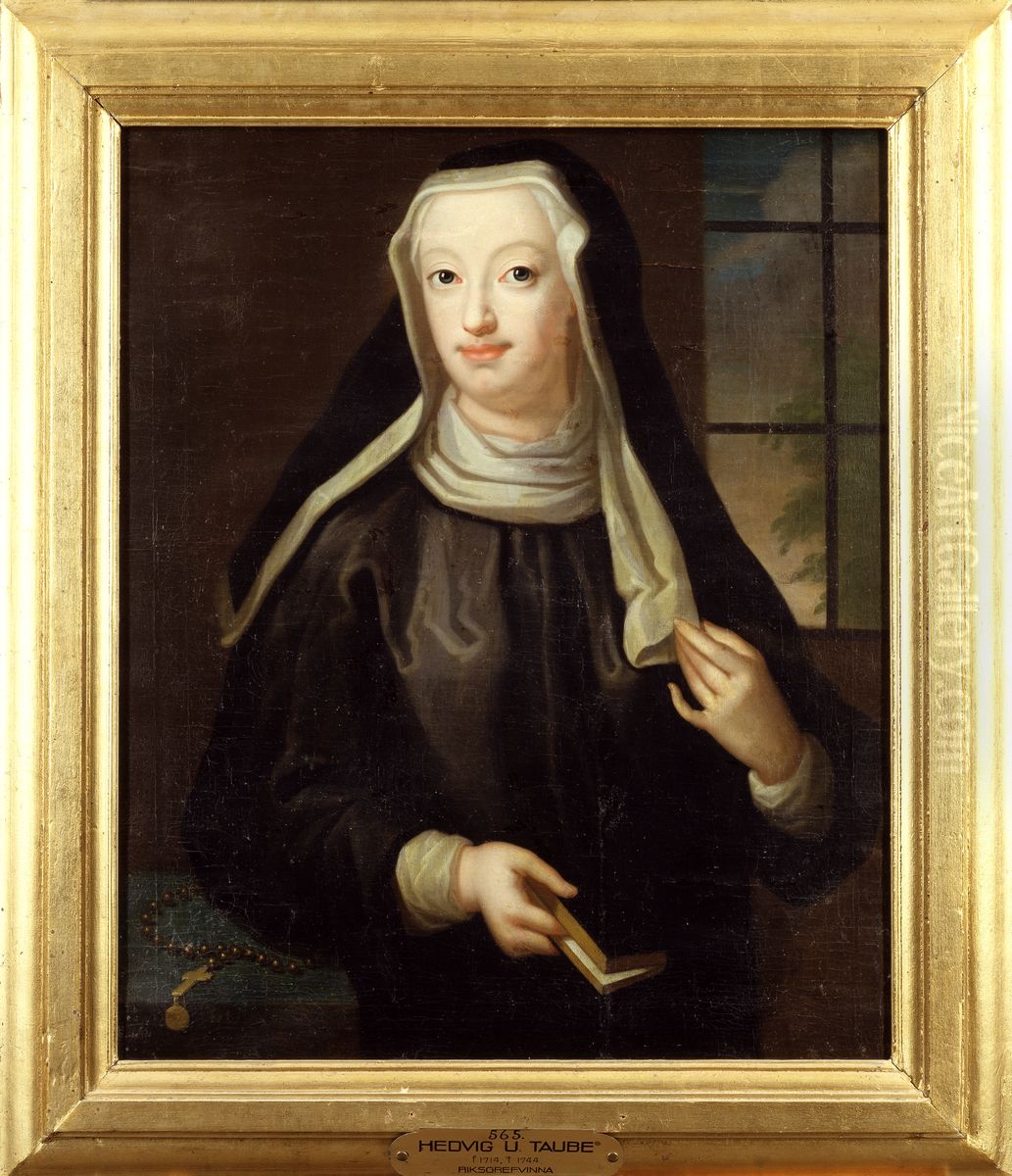 Hedvig Ulrika Taube (1714-1744) also Countess von Hessenstein Oil Painting by Lorens Pasch the Elder