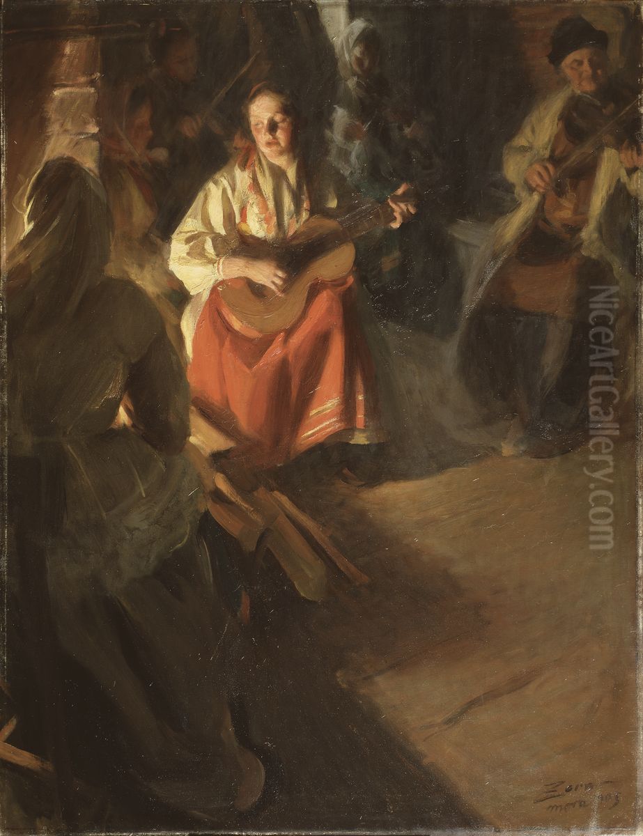 A Musical Family Oil Painting by Anders Zorn