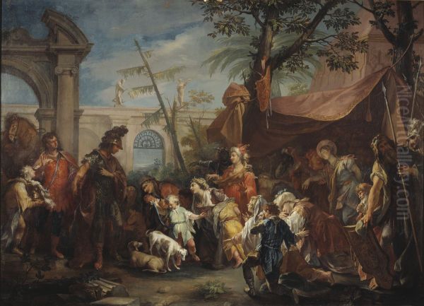 Darius familj infor Alexander Oil Painting by Gaspare Diziani