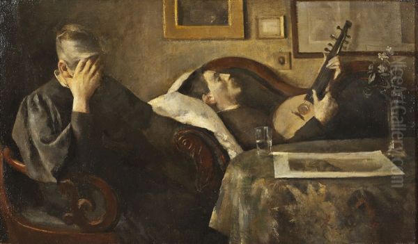 Gravity. Interior Oil Painting by Peter Alfred Schou