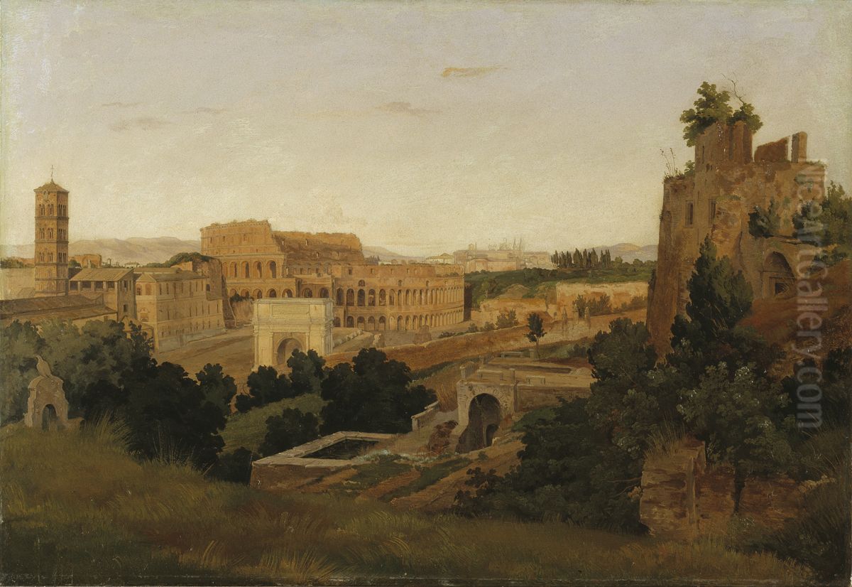 View of Rome with the Colosseum. Study Oil Painting by Gustaf Wilhelm Palm