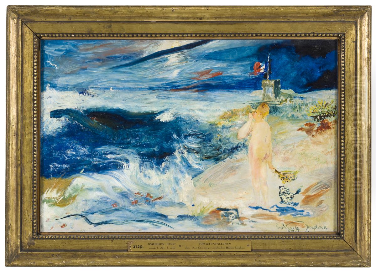 Vid havsstranden Oil Painting by Ernst Josephson