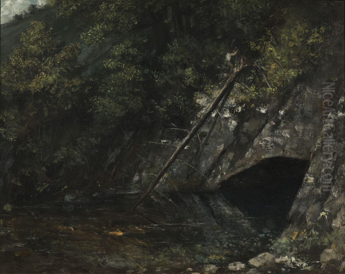 Landscape from La Source Bleue Oil Painting by Gustave Courbet