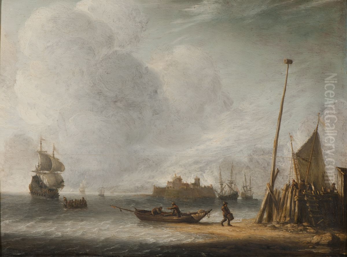 Kustlandskap Oil Painting by Jan Abrahamsz Beerstraaten