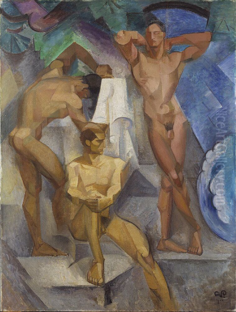 Badande ynglingar Oil Painting by Georg Pauli