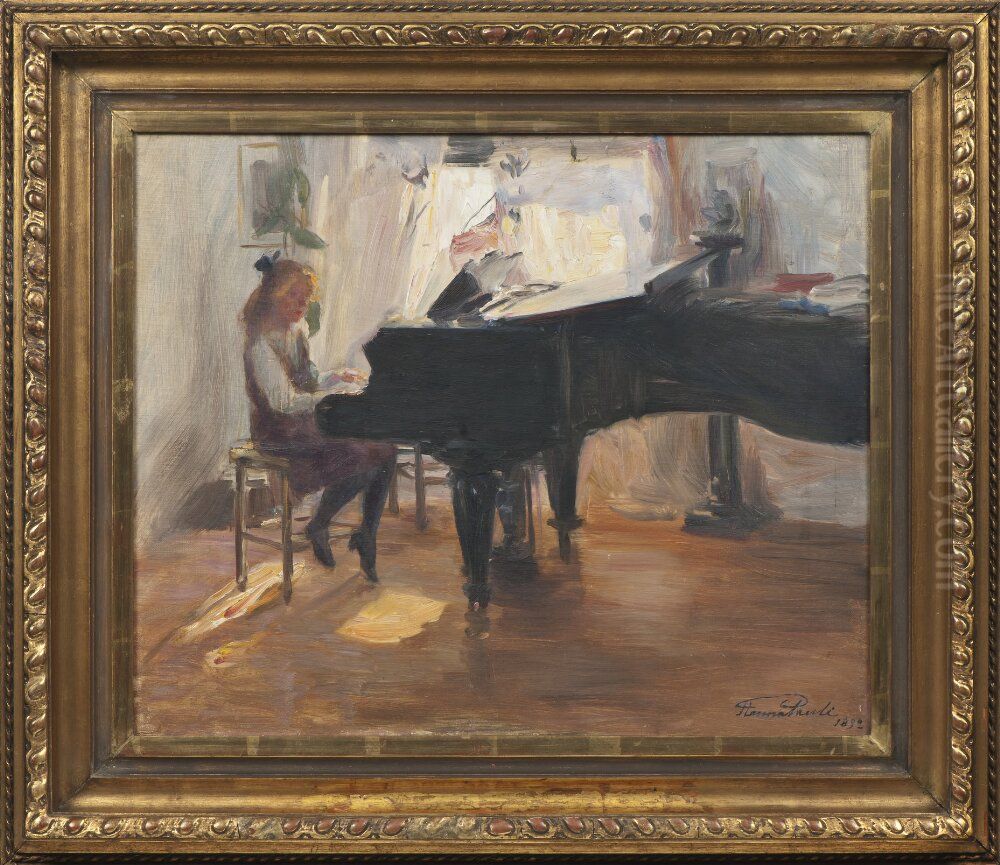 Vid flygeln Oil Painting by Hanna Hirsch-Pauli