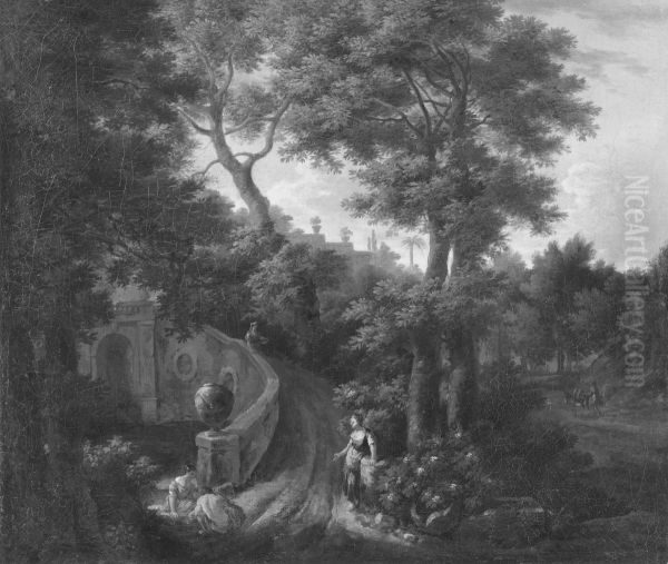Italian Park Oil Painting by Jan Frans van Bloemen