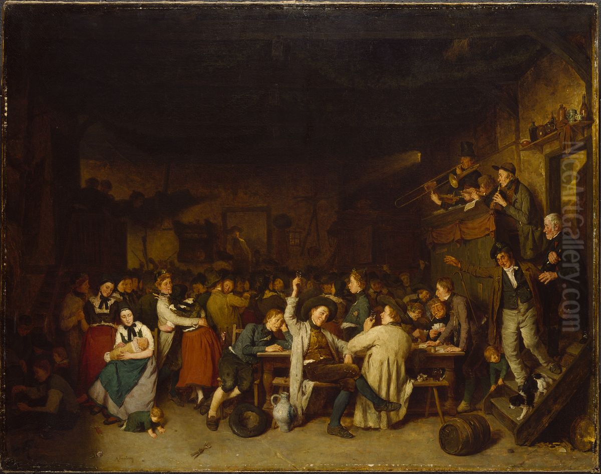Westfaliskt bondgille Oil Painting by August Jernberg