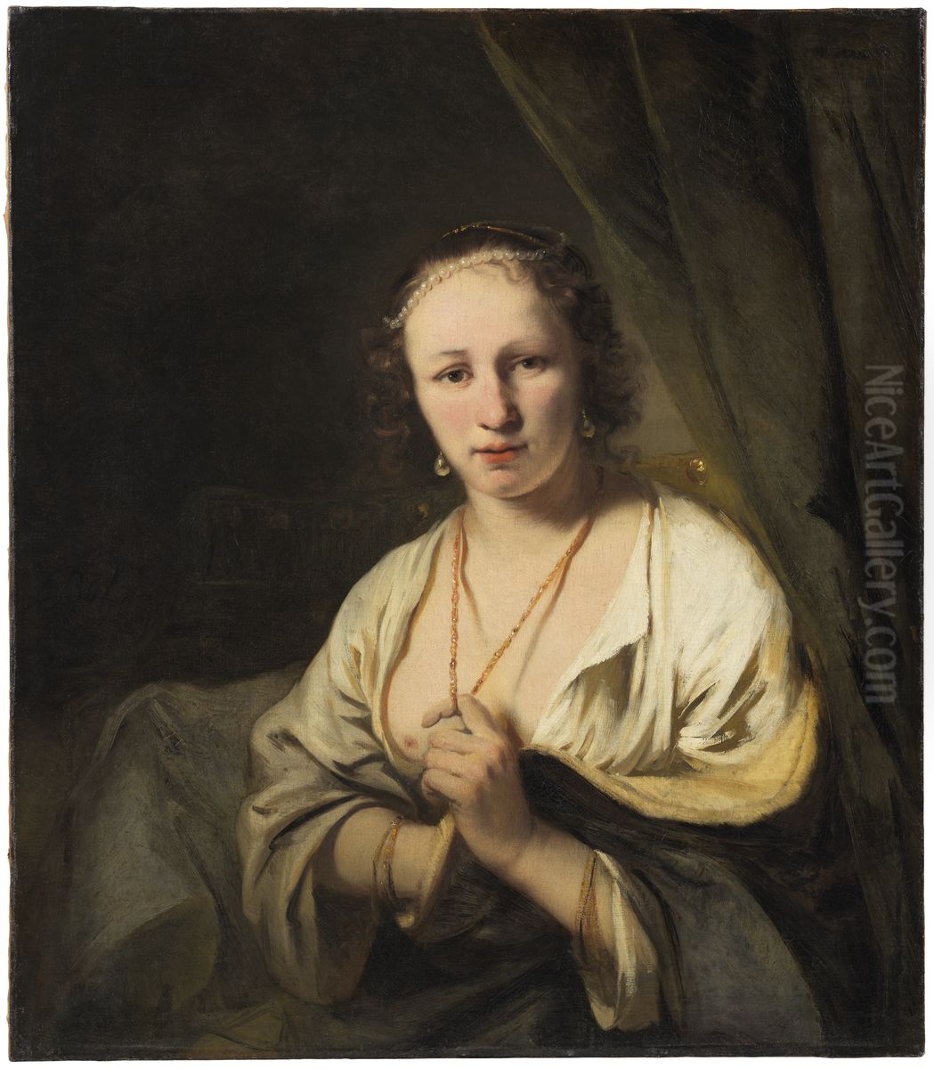 Women with Pearls in her Hair Oil Painting by Ferdinand Bol