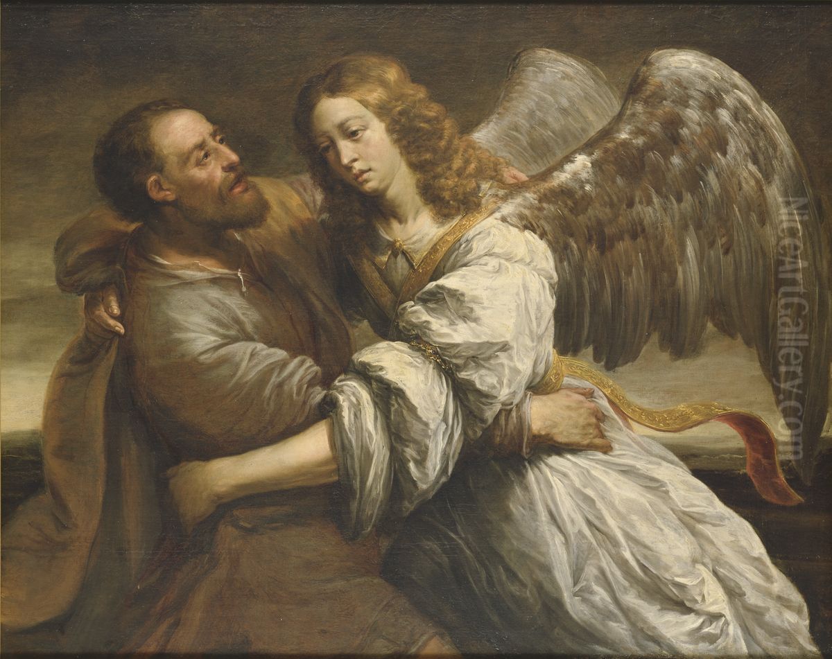 Jakob brottas med angeln Oil Painting by Jurgen Ovens