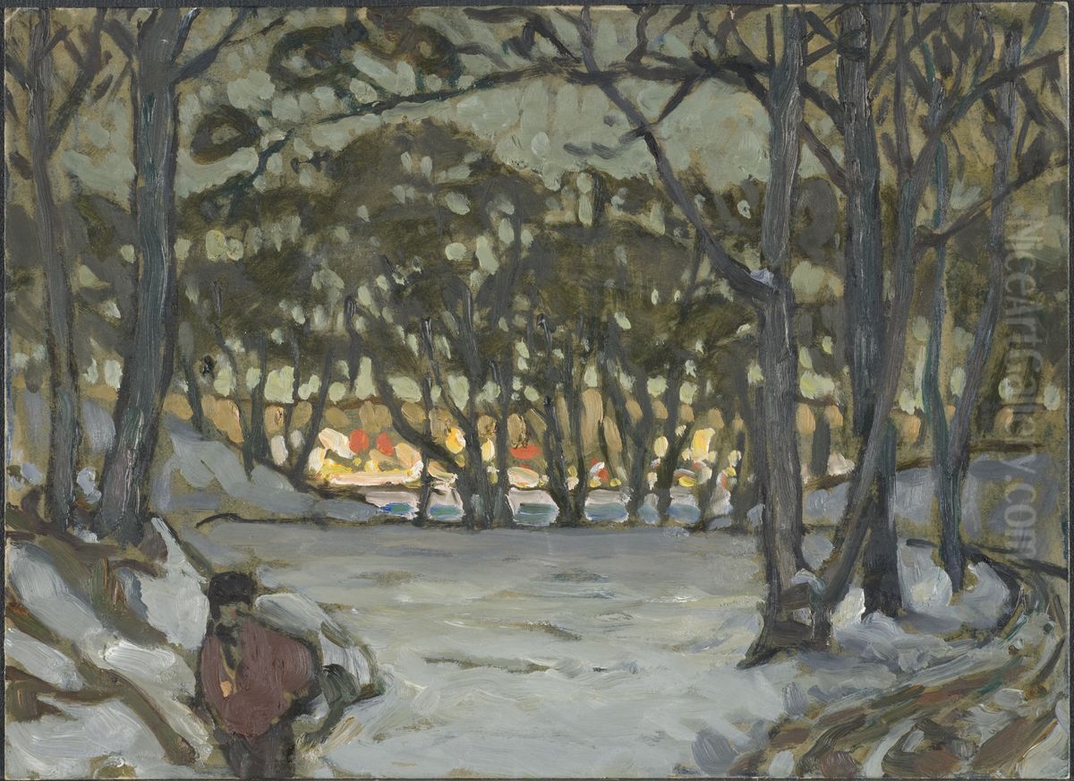 Winter Study from Djurgarden, Stockholm Oil Painting by Anna Katarina Boberg