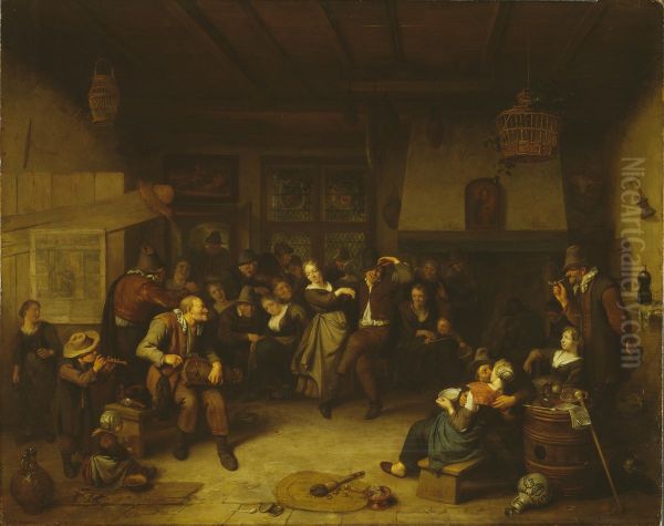 Dance in a Cottage Oil Painting by Richard Brakenburgh