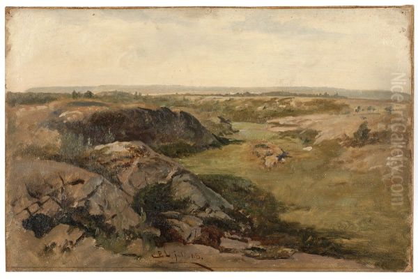 Kuperat landskap. Studie Oil Painting by Berndt Lindholm