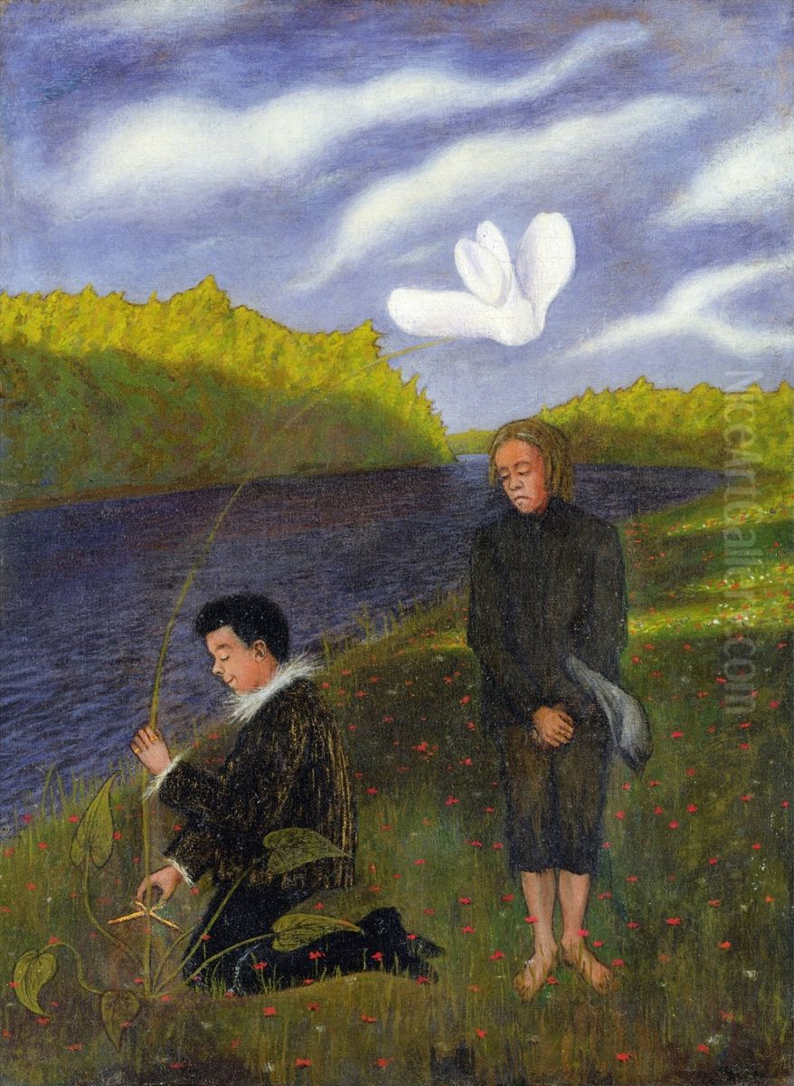Den underbara blomman Oil Painting by Hugo Simberg