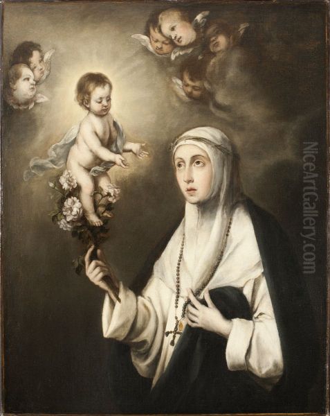 Den heliga Rosa fran Lima Oil Painting by Bartolome Esteban Murillo