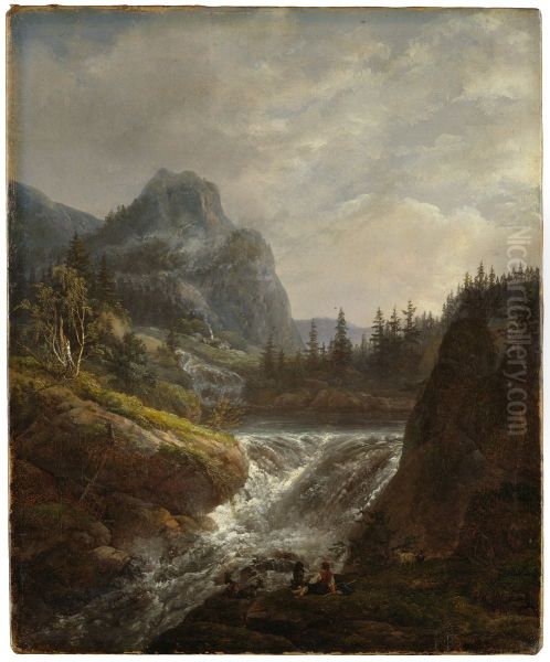 Norwegian Landscape Oil Painting by Johan Wilhelm Ludwig Dahl