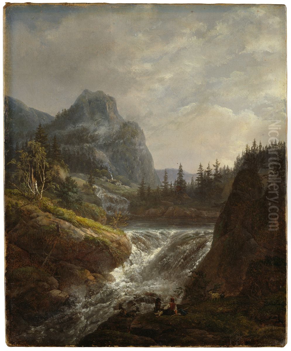Norskt landskap Oil Painting by Johan Wilhelm Ludwig Dahl
