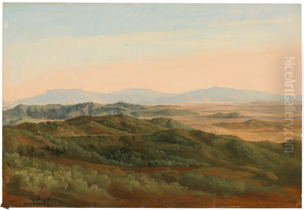 Vy fran Olevano. Studie Oil Painting by Gustaf Wilhelm Palm