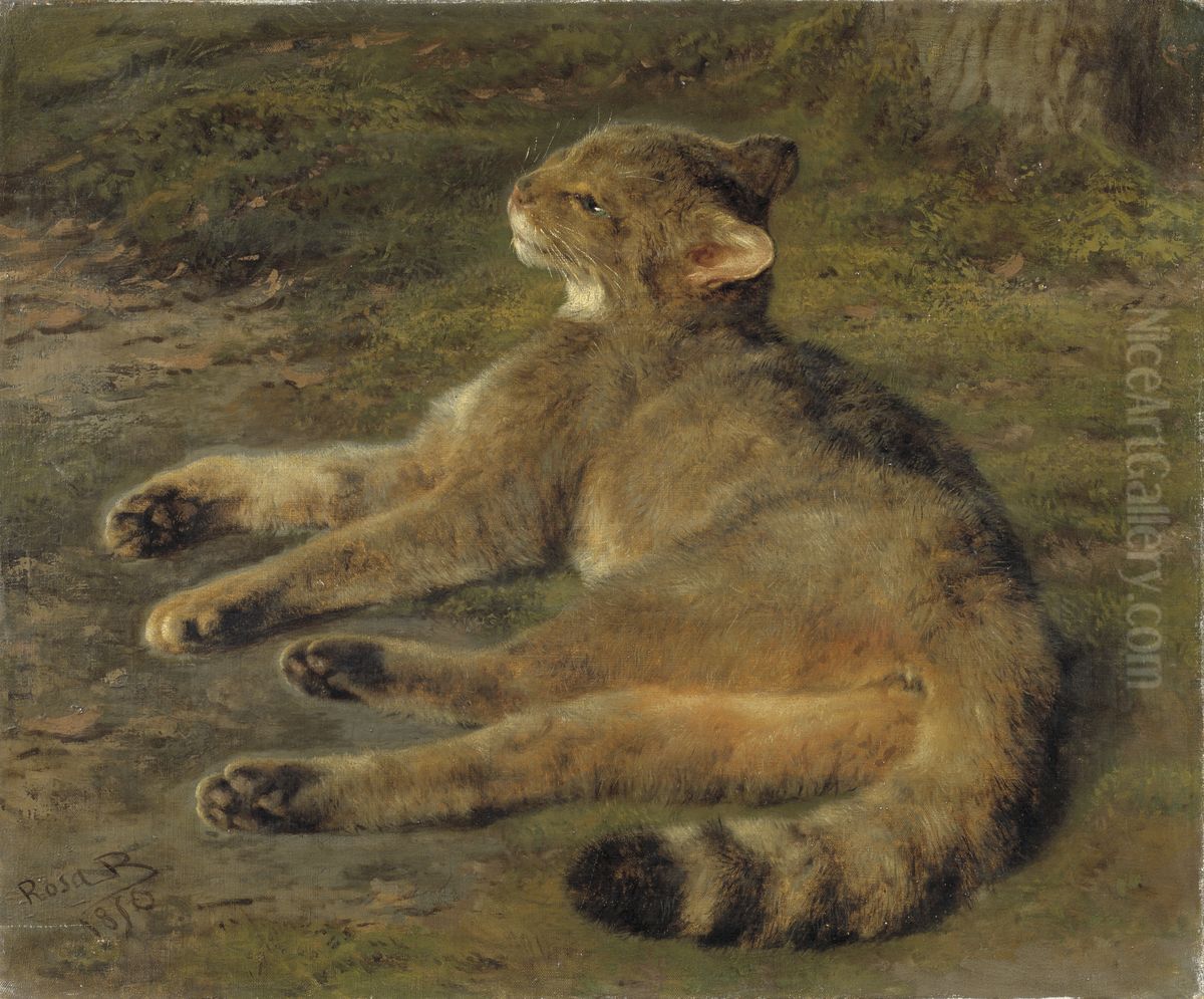 Wild Cat Oil Painting by Rosa Bonheur
