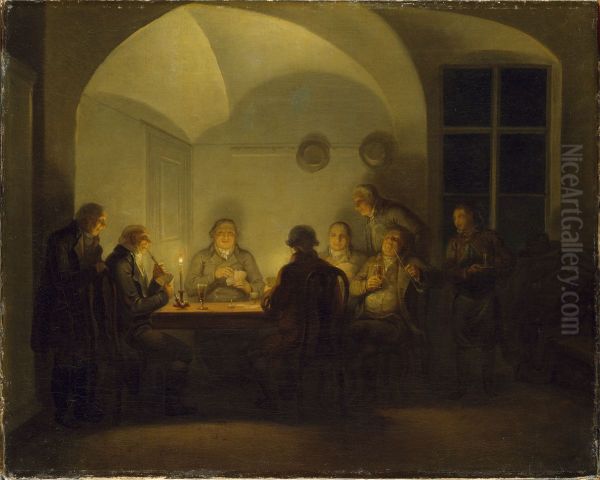Card Players Oil Painting by Aleksander Laureus