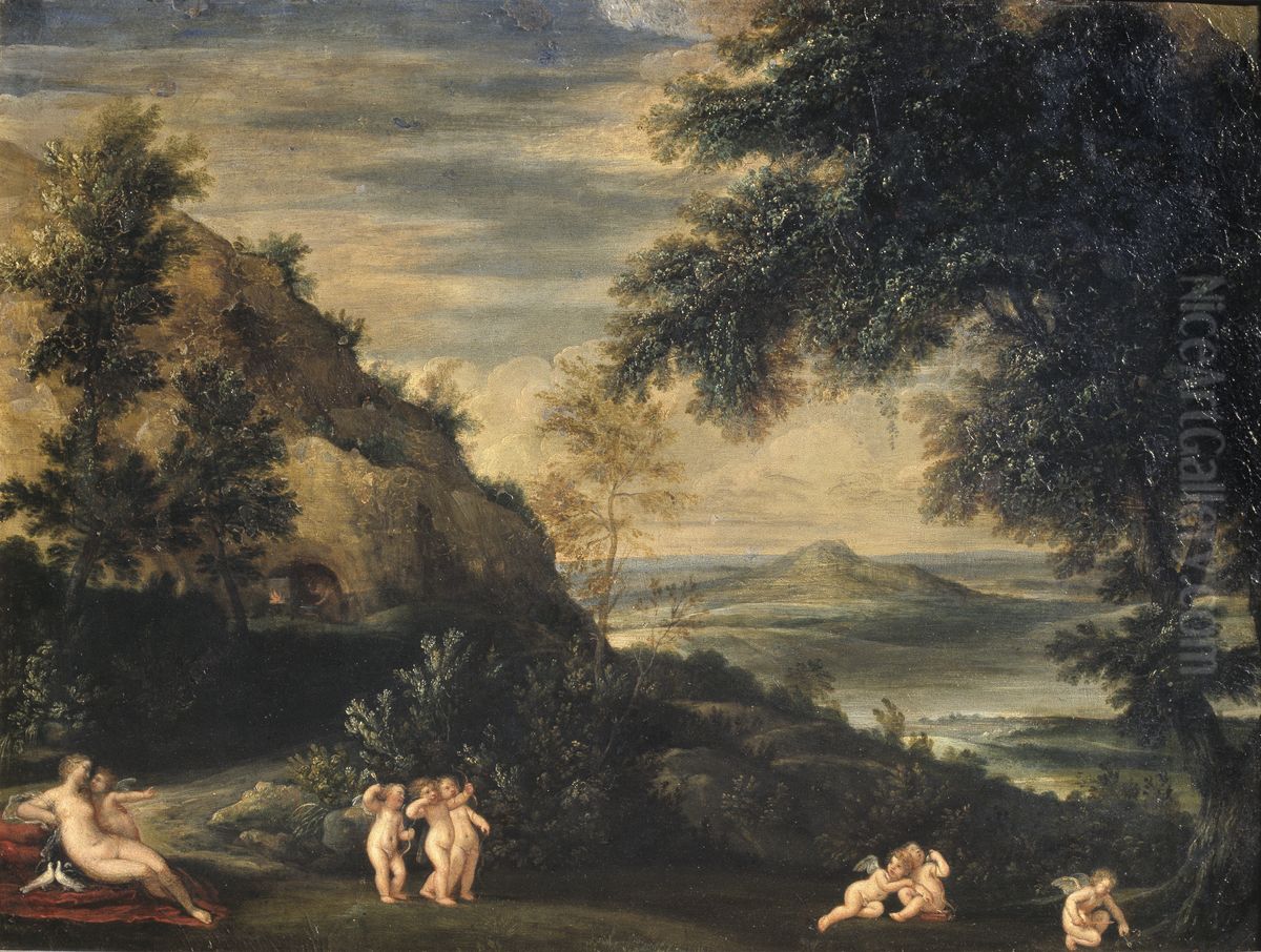 Landscape with Venus and Cupids Oil Painting by Francesco Albani