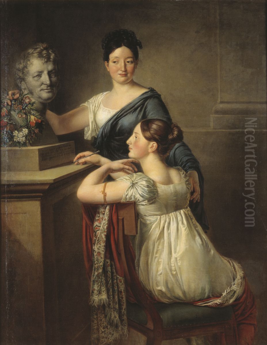 Demoisellerna Charlotte Jeanette och Anne Sofie Laurent Oil Painting by Per Krafft the Younger