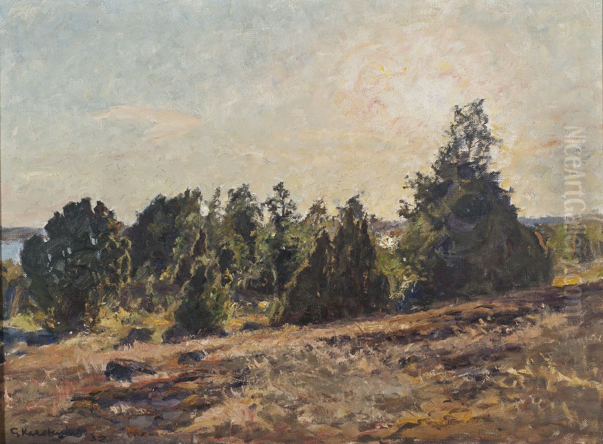 Towards Evening. Horso in The Tjust archipelago Oil Painting by Gottfrid Kallstenius